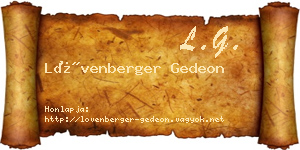 Lövenberger Gedeon névjegykártya